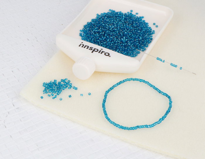 Innspiro Rocaille de verre ronde argenté bleu nautique 2,3mm 120g