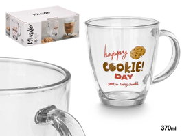 VIVALTO Taza Vidrio Cookie 370ml Transparente, Lot de 24