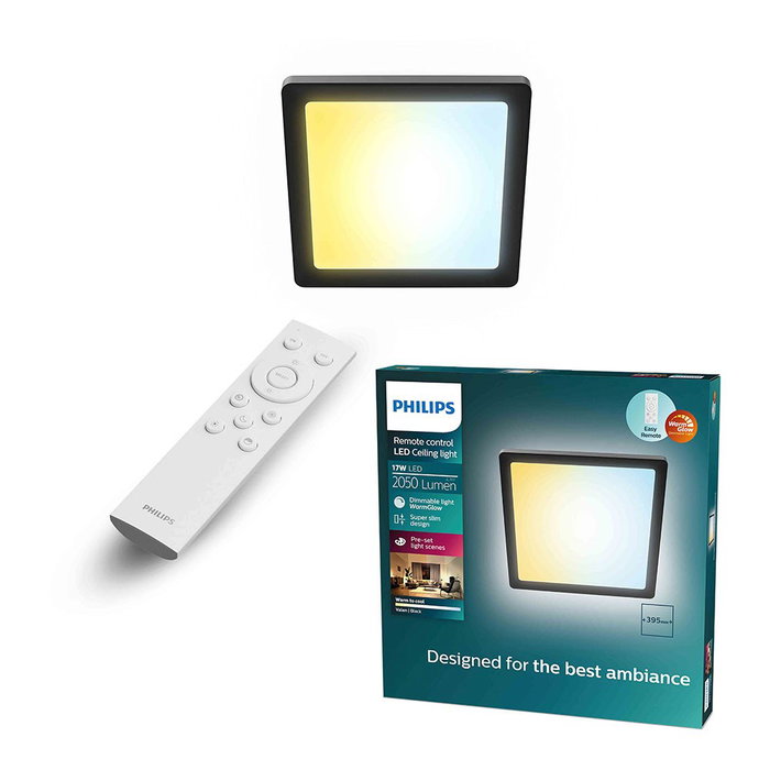 Philips Valen Plafon carré noir 17W