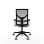 Chaise Motilla Synchro 3 positions tissu Vert olive Maille Blanc Base pyramidale noire Accoudoir 3D Sans appui-tête Roulettes 65mm pour moquette