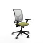 Chaise Motilla Synchro 3 positions tissu Vert olive Maille Blanc Base pyramidale noire Accoudoir 3D Sans appui-tête Roulettes 65mm pour moquette