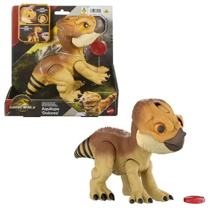 Jurassic World - Figurine interactive à apprivoiser Aquilops JGC01 - Dinosaure avec modes attaque et protection - À partir de 4 ans