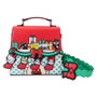LOUNGEFLY Sac bandoulière Hello Kitty Christmas Sanrio en simili cuir - 25x21,25x8,75 cm avec bretelle détachable, paillettes et appliques