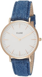 Cluse CL18025 La Boheme Denim 38mm Or Rose et Bleu