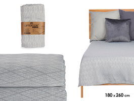 GIFTDECOR Couvre-lit à losanges gris 180x260cm