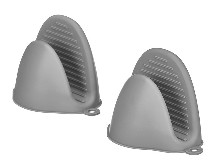 KINVARA Set de 2 manoplas en silicone blanc et gris KINVARA Set de 2 manoplas en silicone blanc et gris