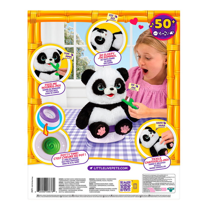 Little Live Pets - Ma Baby Panda interactive - Jouet éducatif - Panda bébé qui mange et fait caca - Plus de 50 sons - Version espagnole - Réf. 26676