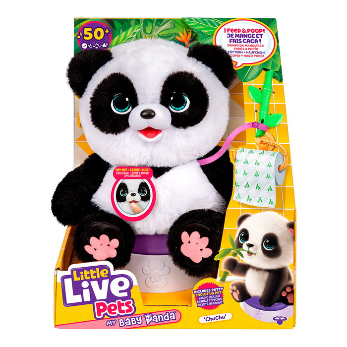 Little Live Pets - Ma Baby Panda interactive - Jouet éducatif - Panda bébé qui mange et fait caca - Plus de 50 sons - Version espagnole - Réf. 26676