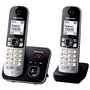 Panasonic KX-TG6822 - Téléphone DECT Duo avec répondeur et réduction de bruit, Compatible GAP, Autonomie 15h, 6 combinés, Clavier rétroéclairé