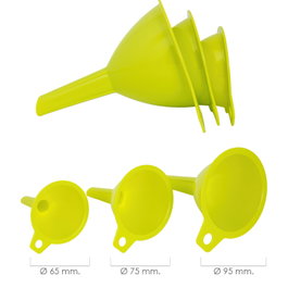 ORYX Set de 3 entonnoirs en plastique (Ø 65 / 75 / 95 mm) reconnus pour la cuisine