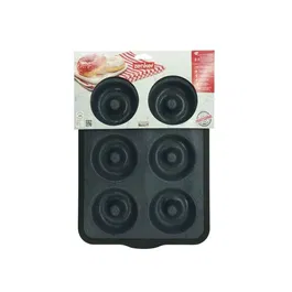 Zenker Moule à Donuts en Silicone Fibre de Verre - 6 Cavités - 36 x 26 cm - Noir - Cuisson Rapide et Démoulage Facile Sans Matière Grasse