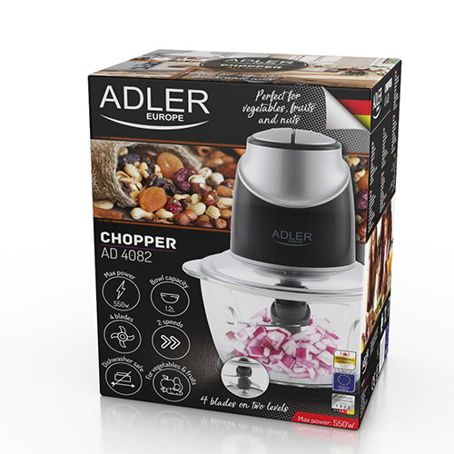 Adler Bol mixeur AD 4082 Noir Gris Transparent 300 W 1,2 L