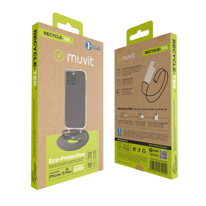 Muvit Coque Recycletek pour Apple iPhone 15 Transparente Recyclé