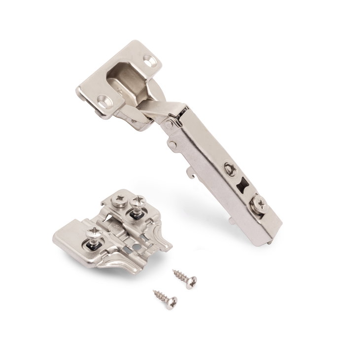 Emuca Lot de 20 charnières droites X92N et embases de montage mixtes, Diamètre 5x9.5mm, Hauteur 0, Acier, Nickelé