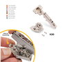 Emuca Lot de 20 charnières droites X92N et embases de montage mixtes, Diamètre 5x9.5mm, Hauteur 0, Acier, Nickelé