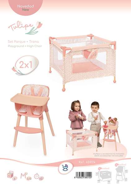 Decuevas Trona et parc d'activités 2-en-1 pour enfants à partir de 3 ans, avec assemblage, en métal, plastique et polyester