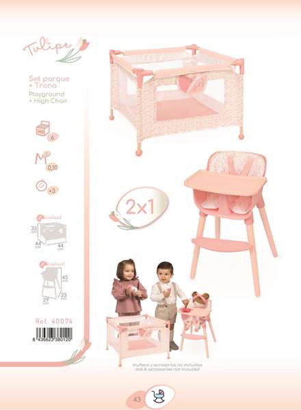 Decuevas Trona et parc d'activités 2-en-1 pour enfants à partir de 3 ans, avec assemblage, en métal, plastique et polyester