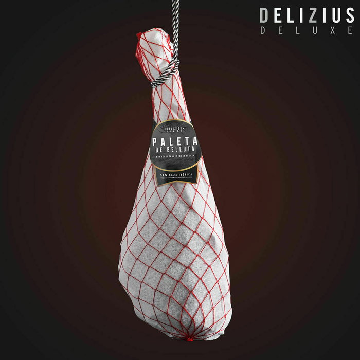 Ensemble Épaule de Porc Ibérique de Bellota et Support à Jambon Delizius Deluxe Ensemble Épaule de Porc Ibérique de Bellota et Support à Jambon Delizius Deluxe