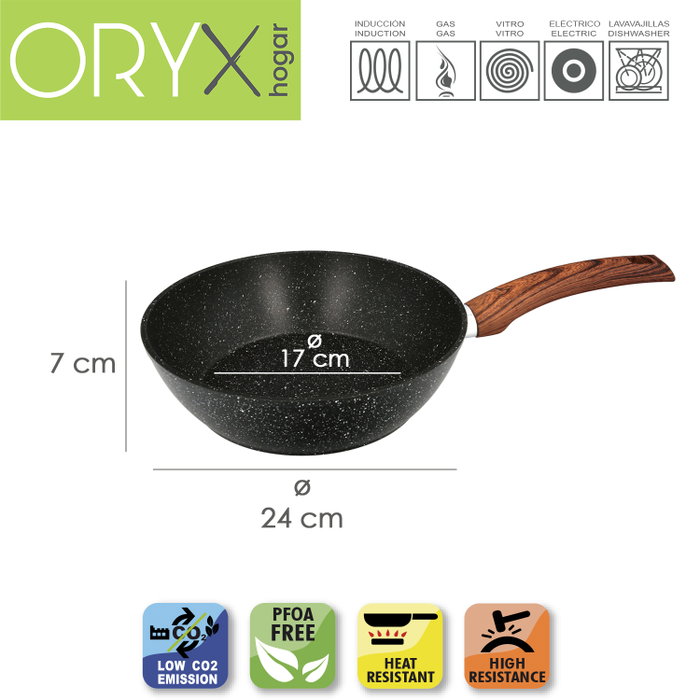 ORYX Poêle en aluminium forgé antiadhésif effet pierre Ø 24 cm