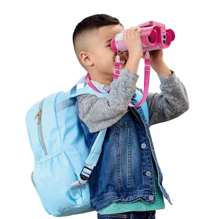 VTech Genius XL - Jumelles vidéo interactives avec écran couleur 2.4" et grossissement x10 - Rose - Version française