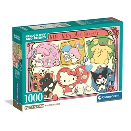 Clementoni Puzzle 1000 pièces Hello Kitty et ses Amis, Poster inclus, Dès 14 ans