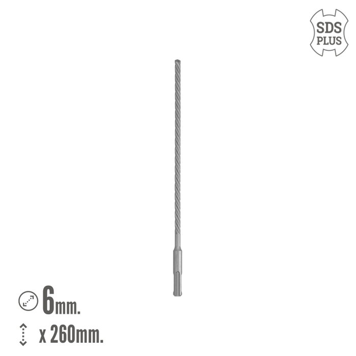 WOLFPACK LINEA PROFESIONAL Broca SDS Plus 8 Filos Cortantes Ø 6 x 260 mm. for Reinforced Concrete WOLFPACK LINEA PROFESIONAL Broca SDS Plus 8 Filos Cortantes Ø 6 x 260 mm. for Reinforced Concrete