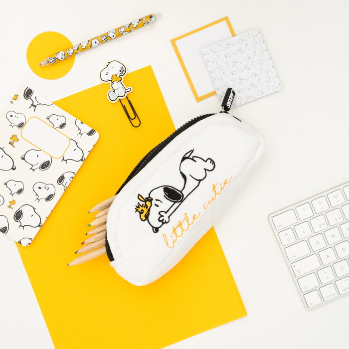 ERIK Sac de rangement Snoopy en peluche et polyester avec fermeture éclair - 20x9x5 cm