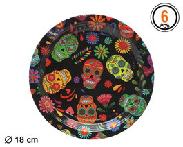 atosa Assiettes en carton 18cm Calaveras Coloridas Día de los Muertos (6 unités)