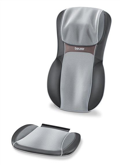 Beurer MG-295 (640.53) Coussin de Massage Shiatsu avec 4 Têtes, 3D, Réglage Hauteur, Chaleur et Lumière, Noir