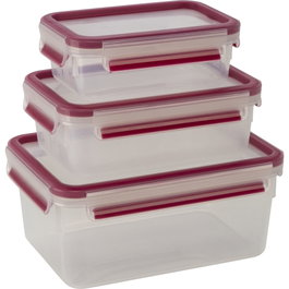 Emsa Clip&Close Lot de 3 boîtes de conservation, Rouge