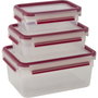 Emsa Clip&Close Set de 3 boîtes de conservation Transparent / Rouge