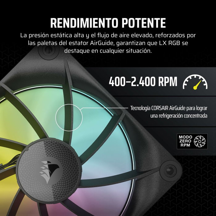 Corsair CO-9051025-WW Ventilateur iCUE LINK LX120 RGB 120 mm Noir avec contrôle d'éclairage intelligent