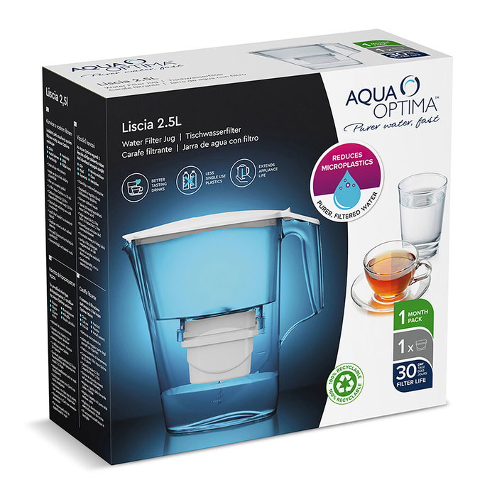 Aqua Optima Carafe Filtrante Liscia Evolve 2,5 L Bicolore Plastique Mate Ergonomique Transportable Écologique
