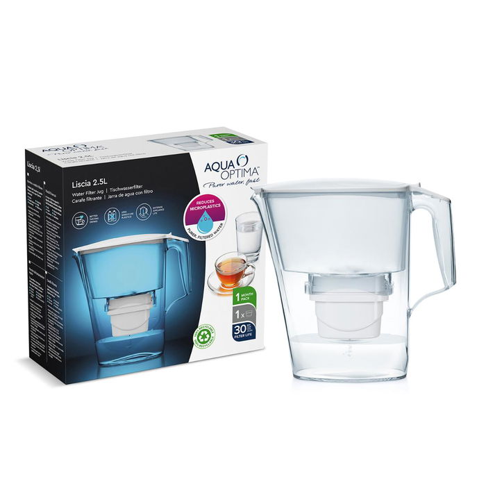 Aqua Optima Carafe Filtrante Liscia Evolve 2,5 L Bicolore Plastique Mate Ergonomique Transportable Écologique