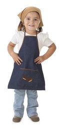Creaciones Llopis Doudoune pour enfant en jean avec tablier et bandana - Taille 1 à 2 ans (1A-2A) - Polyester