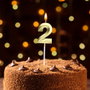 Party Time Bougie Anniversaire Chiffre 2 Or