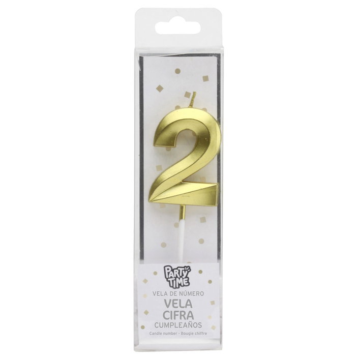 Party Time Bougie Anniversaire Chiffre 2 Or Party Time Bougie Anniversaire Chiffre 2 Or