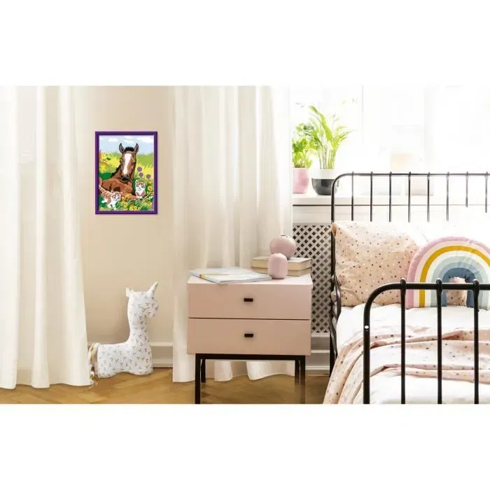 Ravensburger Kit de Peinture par Numéros CreArt Kids 25840 - Cheval et Chatons - Tableau 18x24cm avec Cadre - Dès 7 Ans