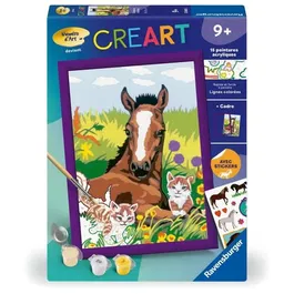 Ravensburger Kit de Peinture par Numéros CreArt Kids 25840 - Cheval et Chatons - Tableau 18x24cm avec Cadre - Dès 7 Ans