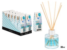 Acorde Mikado Océano 30 ml Diffuseur en Verre Bleu 7.5x20x5 cm (Set de 24)