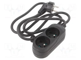JONEX Rallonge réseau H03VV-F 3G1,5mm2 1,5m noir 2 prises