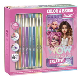 Wow Generation - Set bloc d'artiste avec pinceaux et crayons aquarelle, Taille 27.6x25.2cm