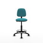 Tabouret Taburete Isso Contact permament de base Tissu Turquoise Structure polyamide noire Sans accoudoirs Sans appui-tête Roulettes en nylon 50 mm