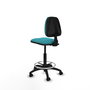 Tabouret Taburete Isso Contact permament de base Tissu Turquoise Structure polyamide noire Sans accoudoirs Sans appui-tête Roulettes en nylon 50 mm