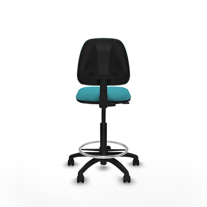 Tabouret Taburete Isso Contact permament de base Tissu Turquoise Structure polyamide noire Sans accoudoirs Sans appui-tête Roulettes en nylon 50 mm