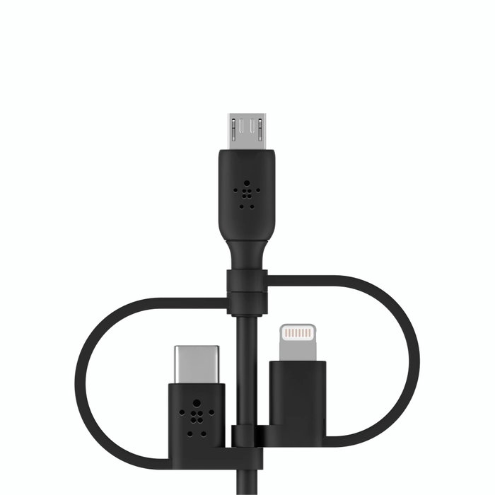 Belkin BOOST Charge Câble Universel USB-A vers Lightning/Micro/USB-C 1m Noir Belkin BOOST Charge Câble Universel USB-A vers Lightning/Micro/USB-C 1m Noir