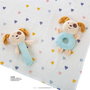 Creaciones Llopis - Set caisse + museline 90x65cm + sifflet + hochet 20cm motif chien