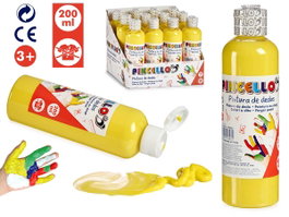 Pincello Peinture à doigts 200 ml Jaune 4.5x15x4.5 cm (Set de 24)