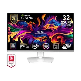 MSI Ecran Gaming MPG 321URXW QD-OLED 32" 4K UHD 240 Hz 0.03 ms Dalle QD-OLED HDR True Black, USB-C 90W, KVM, Ajustable en Hauteur, G-Sync Compatible