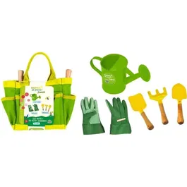 Planète Plante - Sac de Jardinage 6 Pièces pour Enfants Dès 3 Ans - Kit avec Sac, Pelles, Râteau, Arrosoir et Gants - Initiation à la Nature